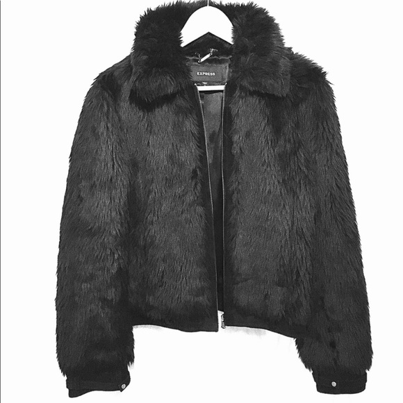 Express Jackets & Blazers - Express faux fur jacket with leather hem